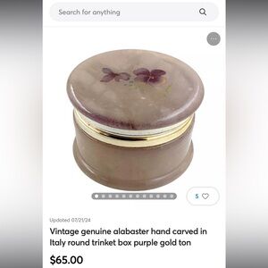 Alabaster made in Italy pill box